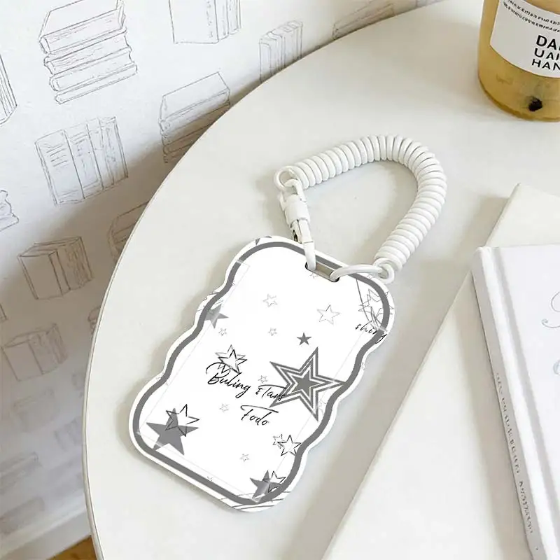Card Protection Cover for Kpop Photocard Holder Student Bus/Meal Card Protection Case Stretchable Spring Cord Photo Protector