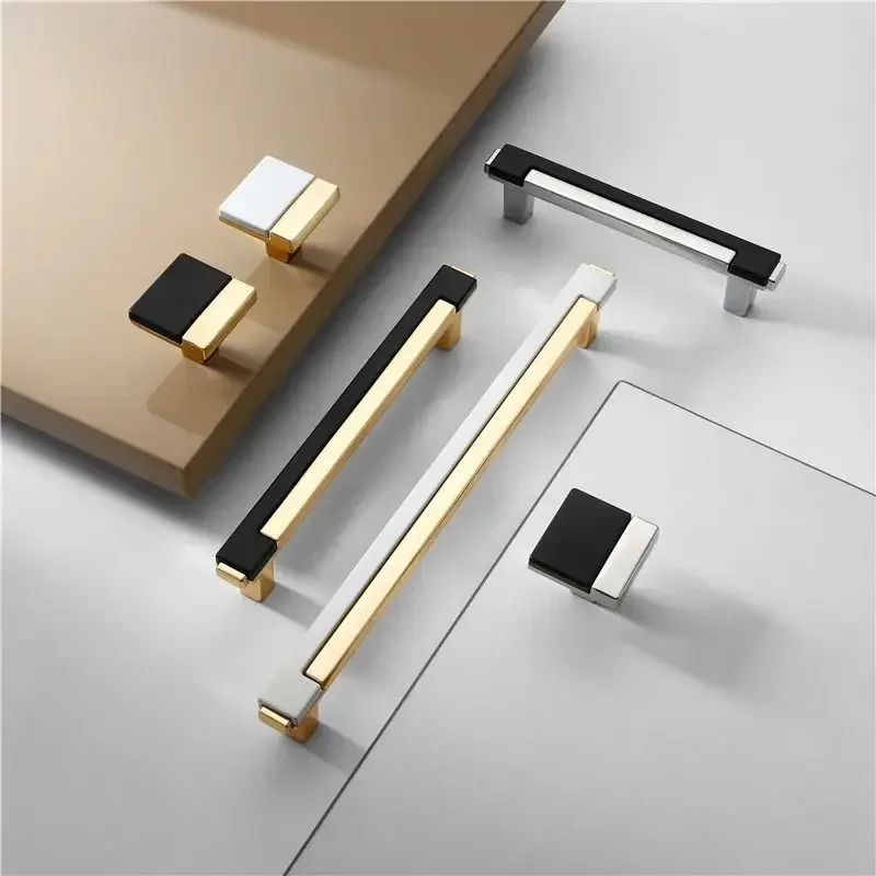 Modern Wardrobe Handle Nordic Drawer Wine Cabinet Door Handle Black Chrome Square Furniture Handle Hardware