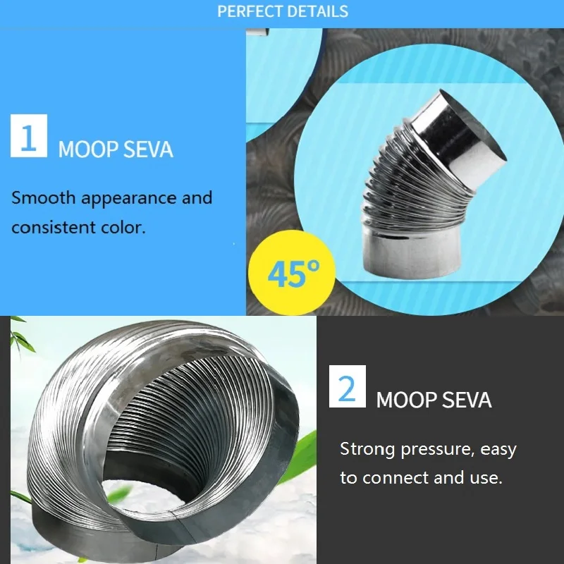45° ∅ 100-200mm Smoke Duct Elbow Thread Ventilation Tube Connector Galvanized Exhaust Fitting for Return Air Furnace Bathroom