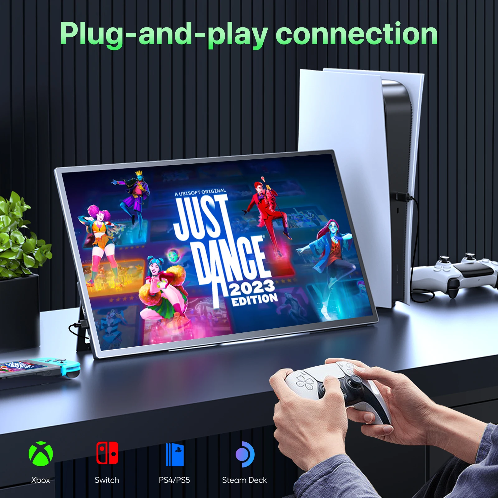 شاشة EVICIV المحمولة مقاس 21.5 بوصة USB-C HDMI 120 هرتز 100% sRGB 1080P FreeSync IPS HDR للألعاب الخارجية لأجهزة الكمبيوتر المحمولة والهواتف PS4/5 #4