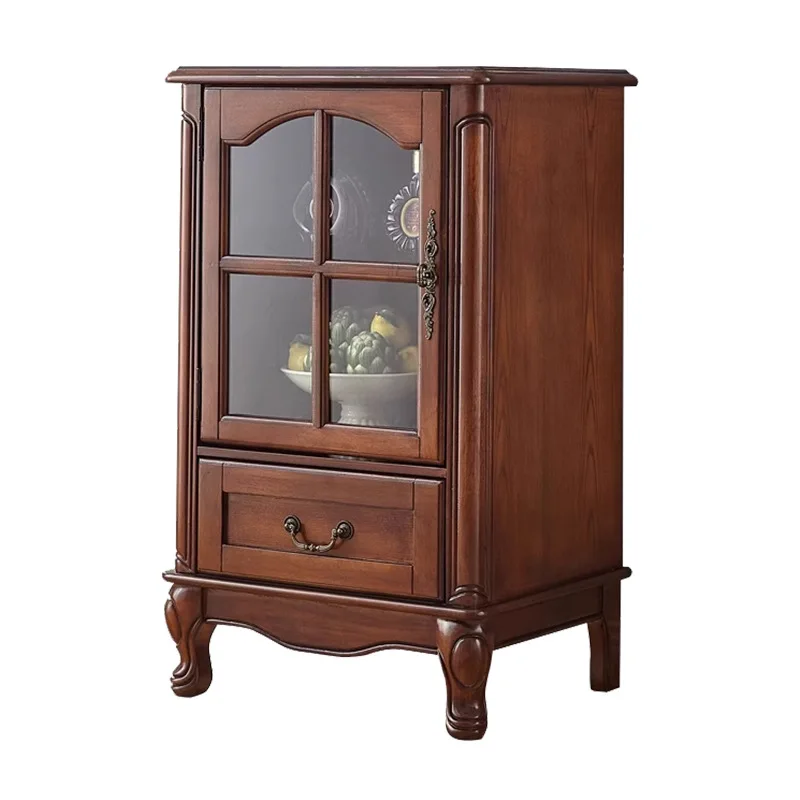 

American wine cabinet display European living room TV side cabinet retro solid wood dining room storage