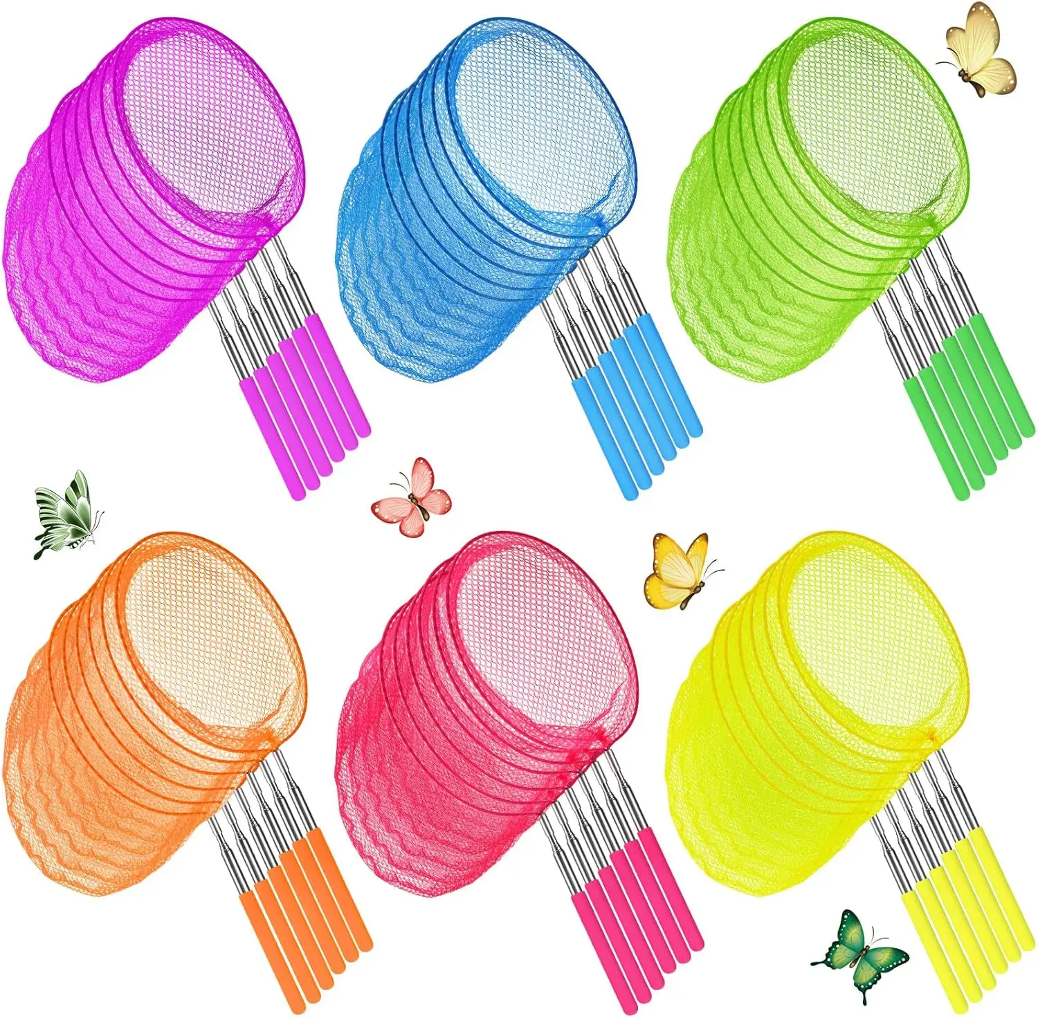 

Детские телескопические сачки для ловли бабочек, разноцветные сачки для сбора насекомых, уличные инструменты для ловли бабочек, насекомых, рыбы, божьих коровок
