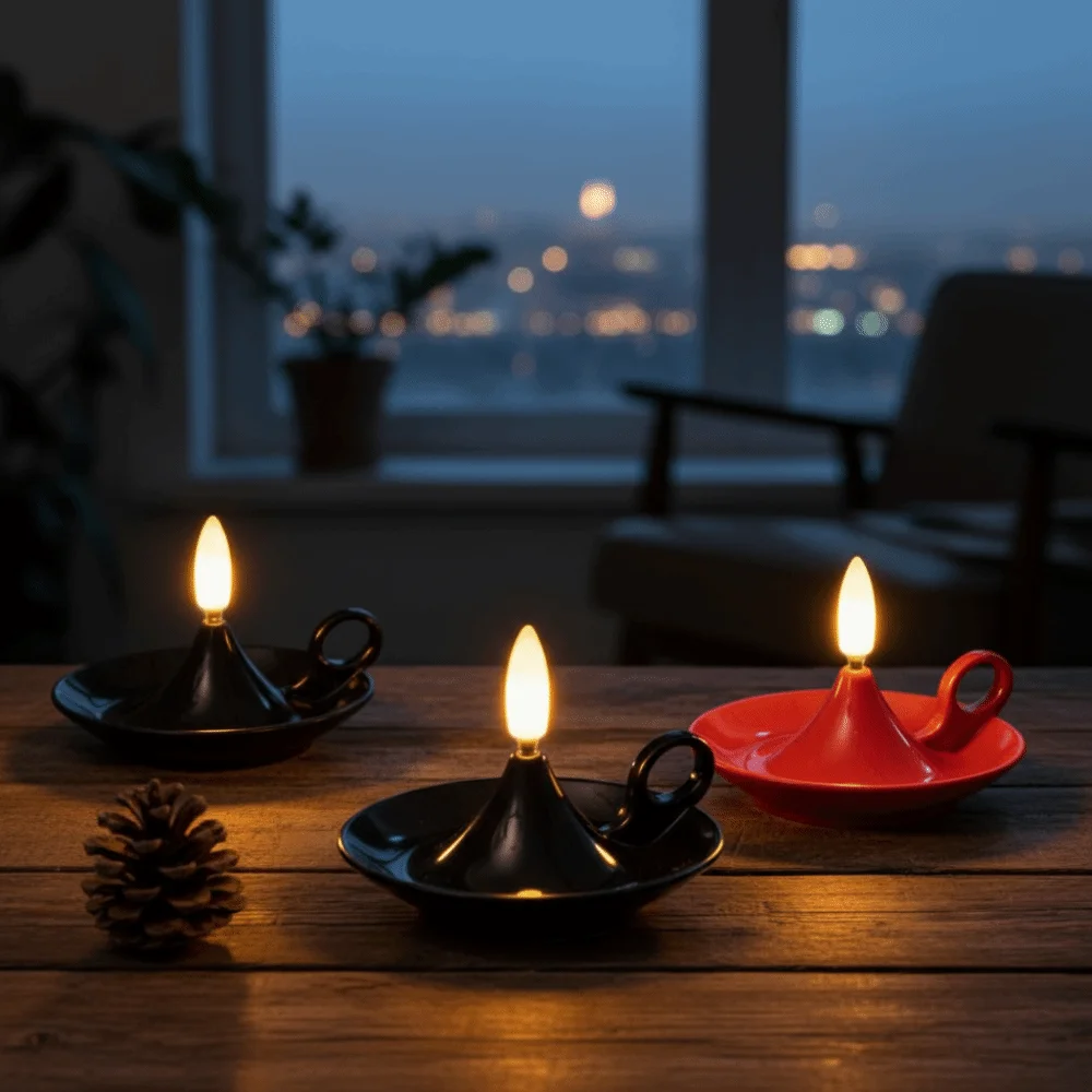 

Plastic Material LED Electronic Candle Lamp Festival Atmosphere With Handle Old-Fashioned Retro Sesame Oil Lamp