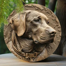 Spring Sign Faux Embossing Painted Round Wreath Sign Dormitory Decoration Pet Lovers Gifts Labrador Retriever Themed Decoration