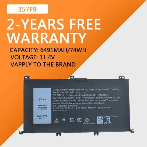 Imagen 1 del producto Batería 357F9 74Wh 11,1 V para ordenador portátil, para DELL Inspiron 15, 7559, 7000, 7557, 7567, 7566, 5576, 5577, P57F, P65F, 71JF4, INS15PD-1548B, 1748B