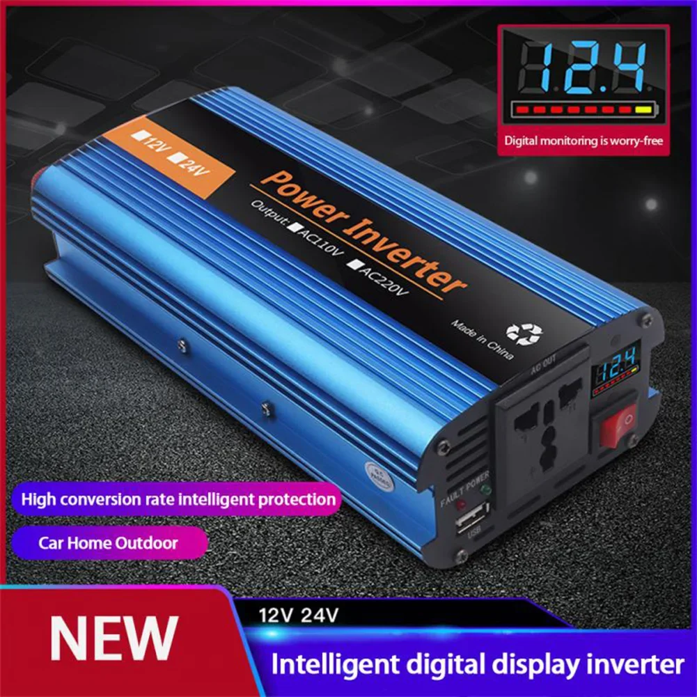 4000W Sine Wave Inverter High Power Car Inverter Solar Inverter 12V/24V-220V Car Power Converter Vehicle Charger With Power Cord