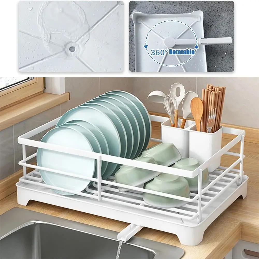 

Durable Dish Drain Rack Sturdy Dish Drainer Sink Storage Rack with Sponge Holder with Towel Rack Dish Drying Shelf Kitchen