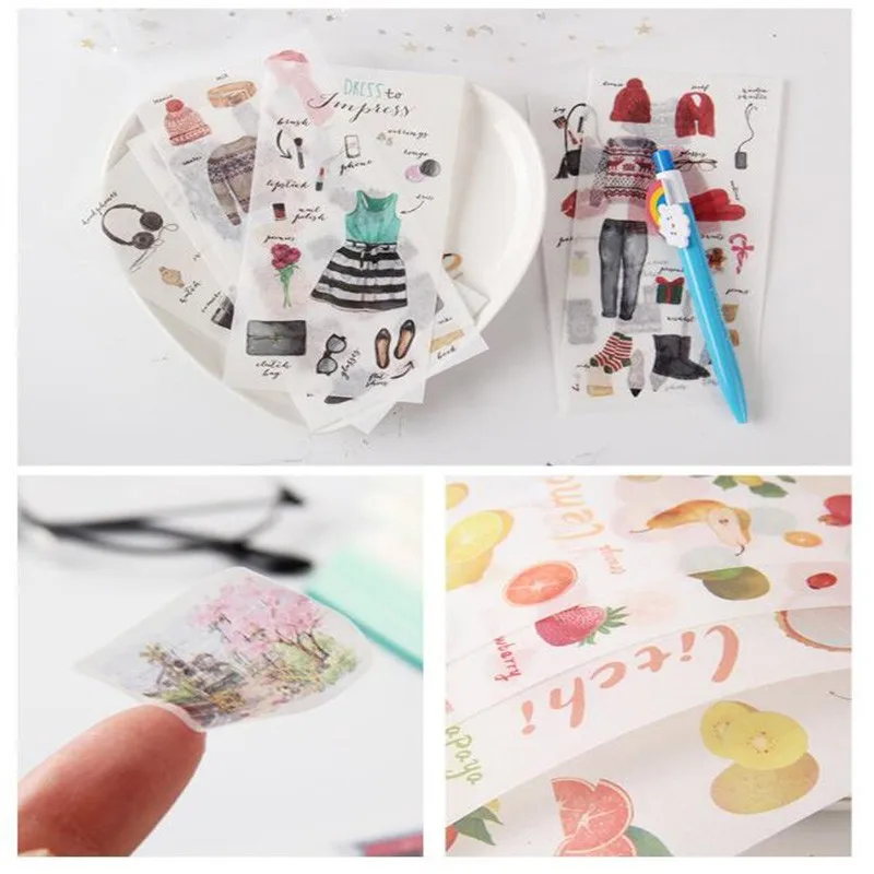 6pcs/lot Ink Watercolor Simple Creative Decoration DIY Sticker Diary Stationery Album Sticker Flakes Scrapbooking