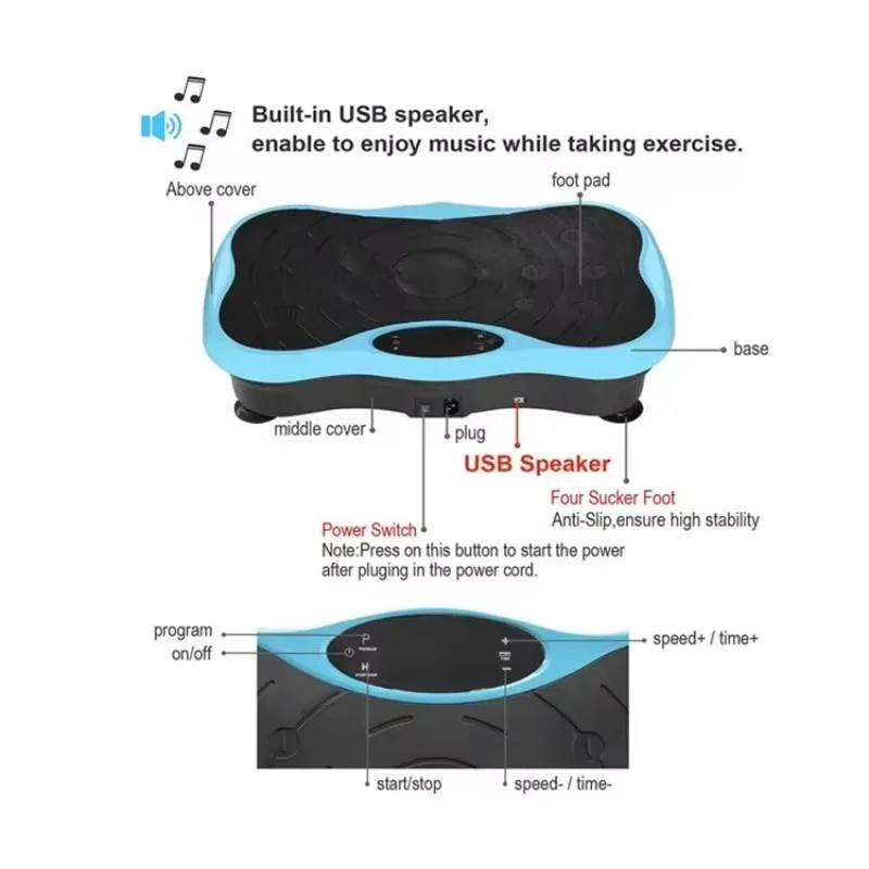 منصة الاهتزاز المحمولة آلة اللياقة البدنية الجسم الاهتزاز منصة آلة التمارين الكهرومغناطيسية لوحة الاهتزاز قوية