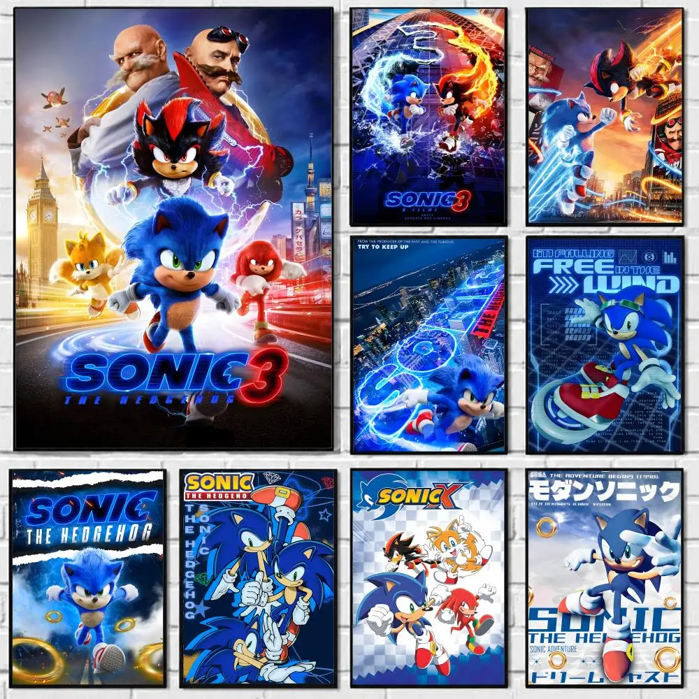 Póster del juego Sonic the Hedgehog, arte autoadhesivo, pegatina de papel impermeable, decoración de pared para cafetería, bar, habitación