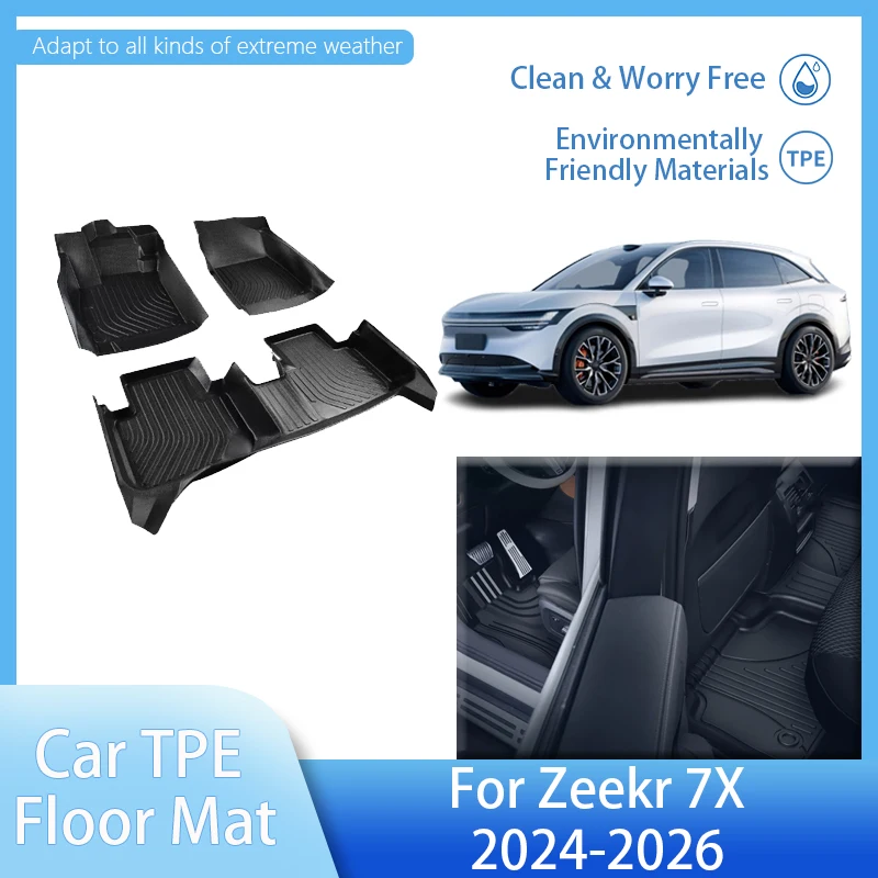 

LHD Car Mat For Zeekr 7X CX1E 2024 2025 2026 Rug Footpads Waterproof Protective TPE Rug Foot Pad Glides Internal Car Accessories