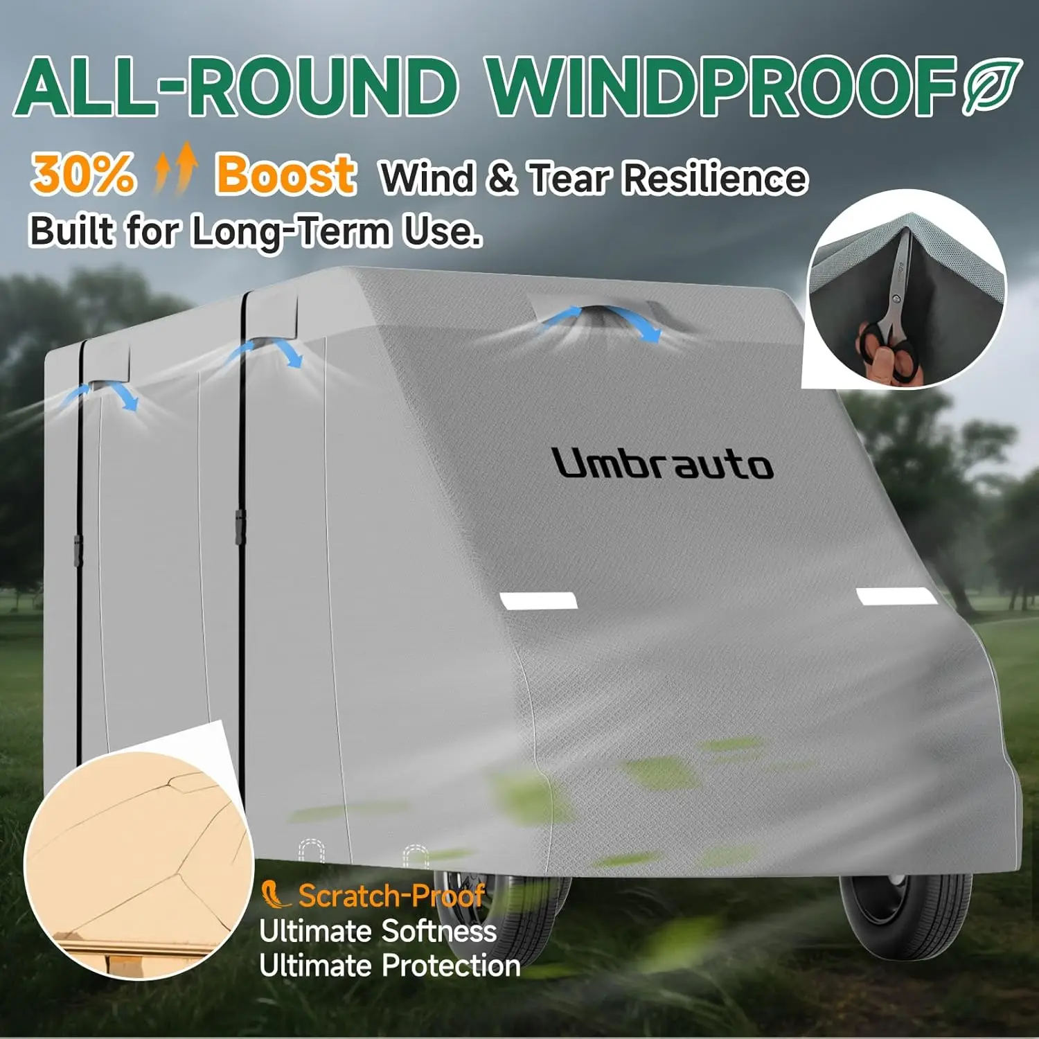 Umbrauto Class B RV Cover Fits 20-22ft Motorhome, Waterproof Sprinter Van Cover, Lightweight Camper Cover, with Windproof Straps, Winter Campsite view 6