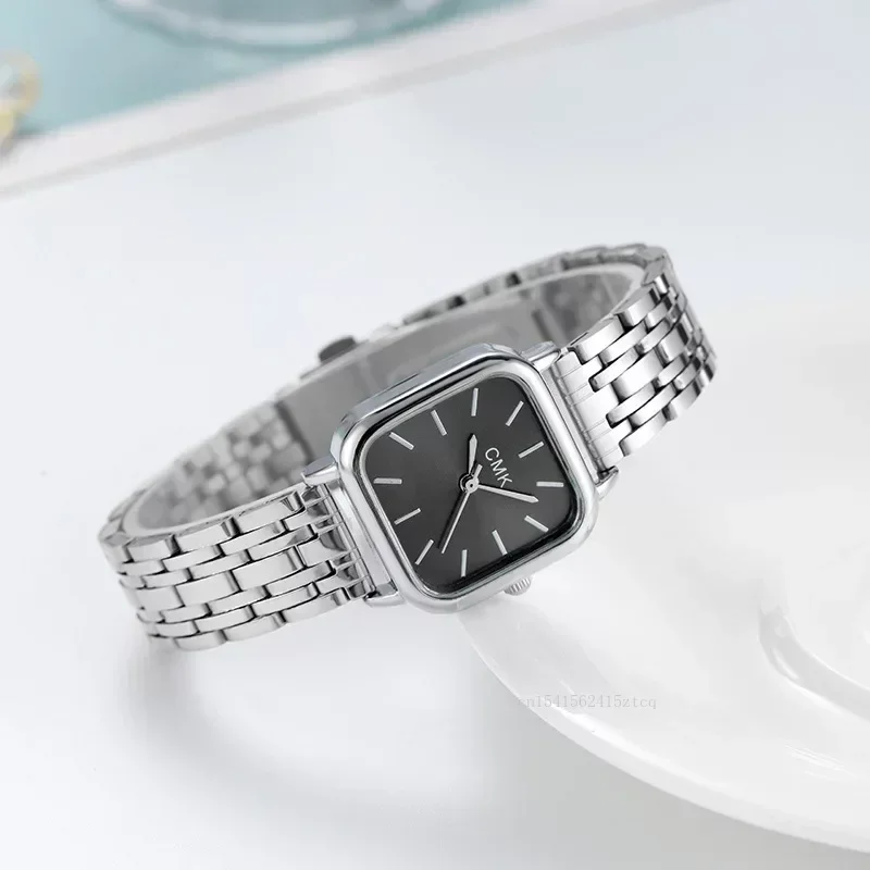 Fashion Square Watch Women Silver Watches Stainless Steel Band Quartz Wristwatches Ladies Relogio Feminino Montre Femme 2024