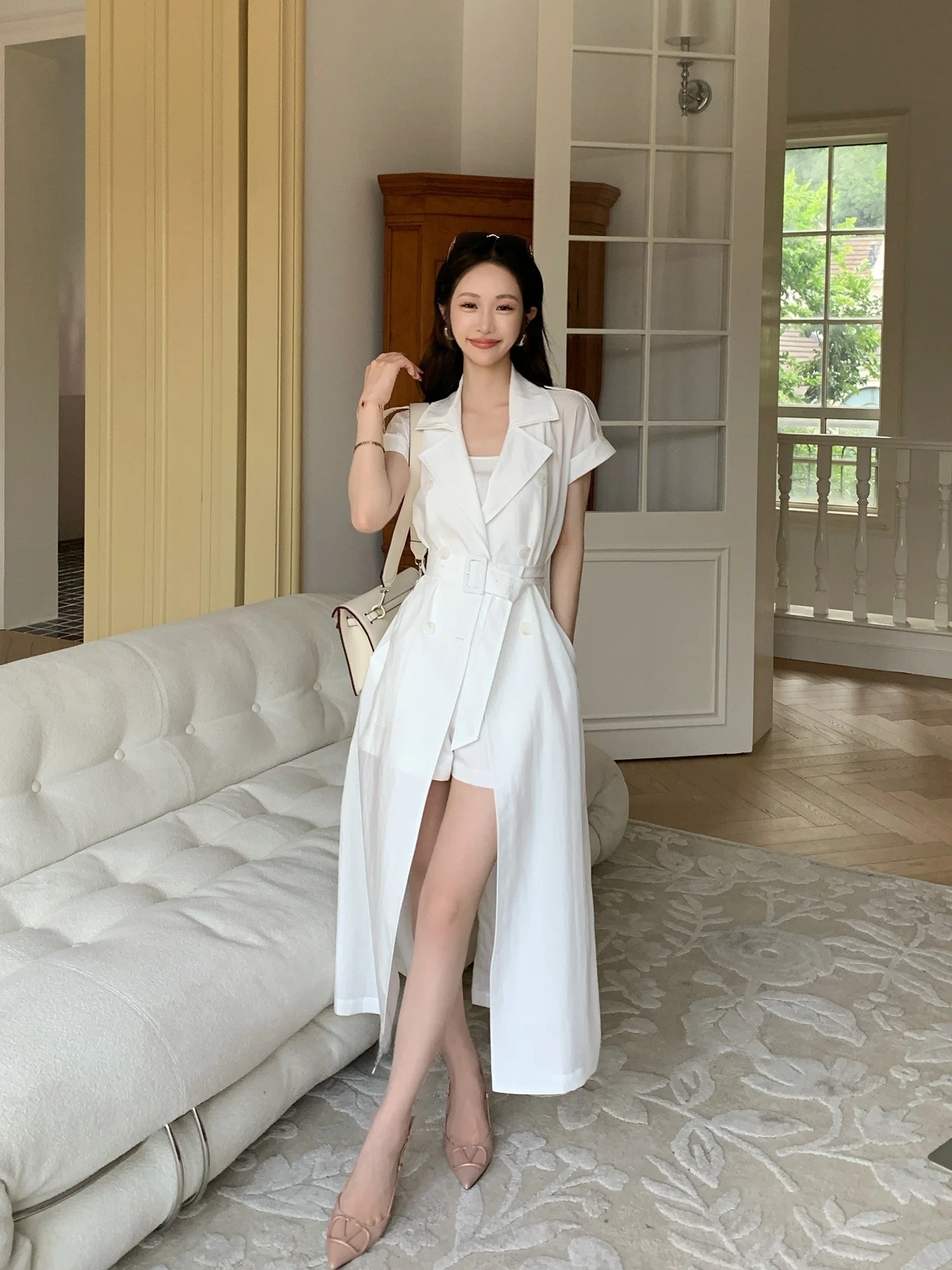 

Ele Women's ort Sve Suit Collar Jaet Summer New Sle Simple Top for Small Figures Casual Faion Ladies' Tee