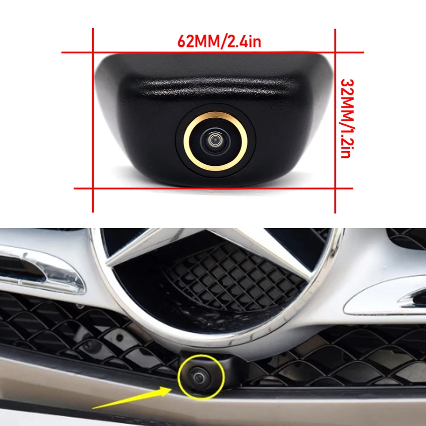 Golden lens AHD 1920P Car Parking Front View Camera Waterproof For Mercedes Benz M ML GL Class GLE W166 GLS X166 Accessories