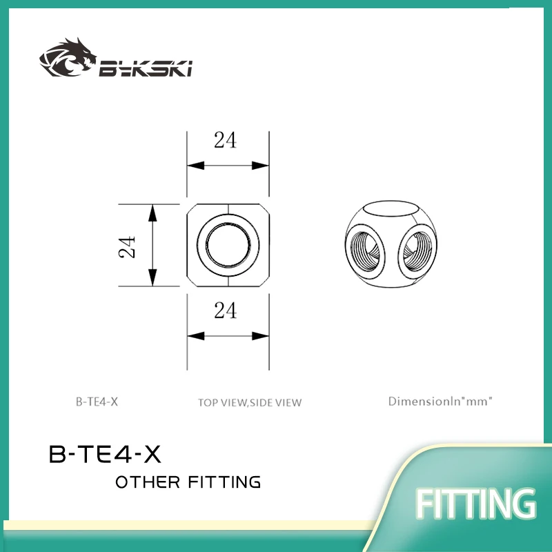 BYKSKI B-TE4-X ,G1/4'' X3 Black Silver Gold 3-Way Cubic Adaptors Water Cooling Accessories Fittings Multi-channel