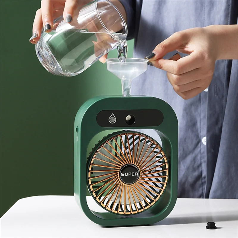 Conditioning Fan Desk Misting Fan Cooling USB Rechargeable Humidifier Portable Spray Fan with 3 Wind Speeds for Home A