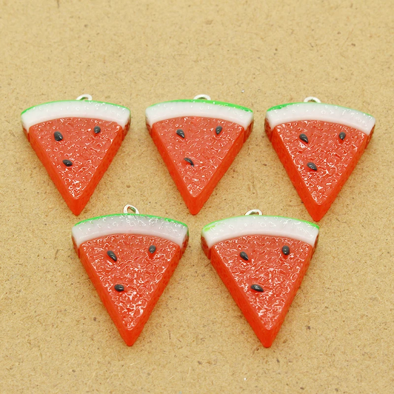 Dijes de resina de fruta y sandía, 10 piezas, 32x23mm, colgante de alimentos bonitos para pendientes, llavero, accesorio, fabricación de joyas de verano