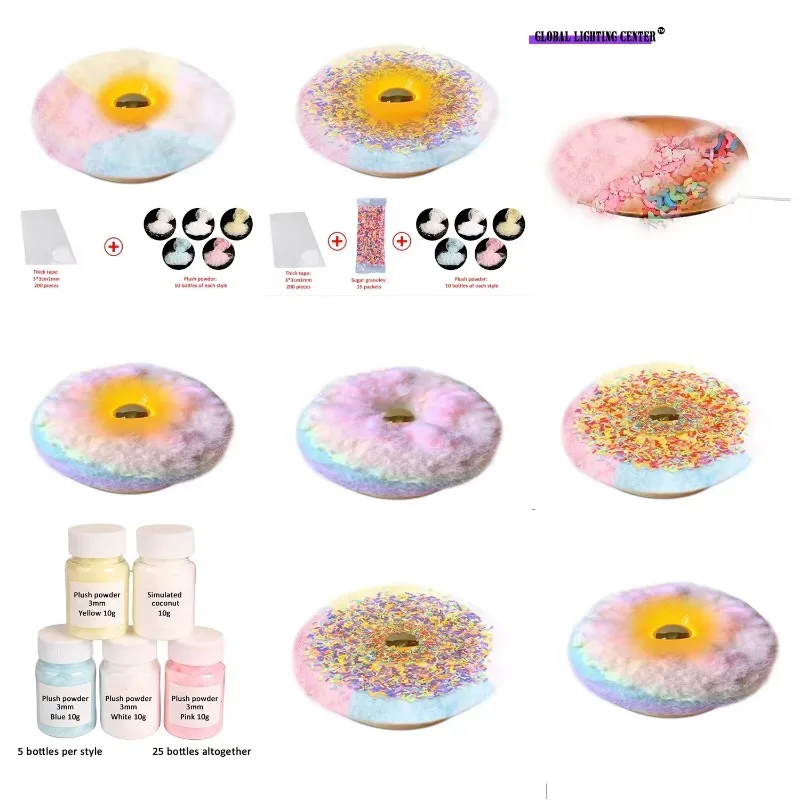 Donut Lamp Orange Creative Round LED Lights Indoor Home Decoration Lighting Living Glass Lamps Room Bedroom Touch Wall Light