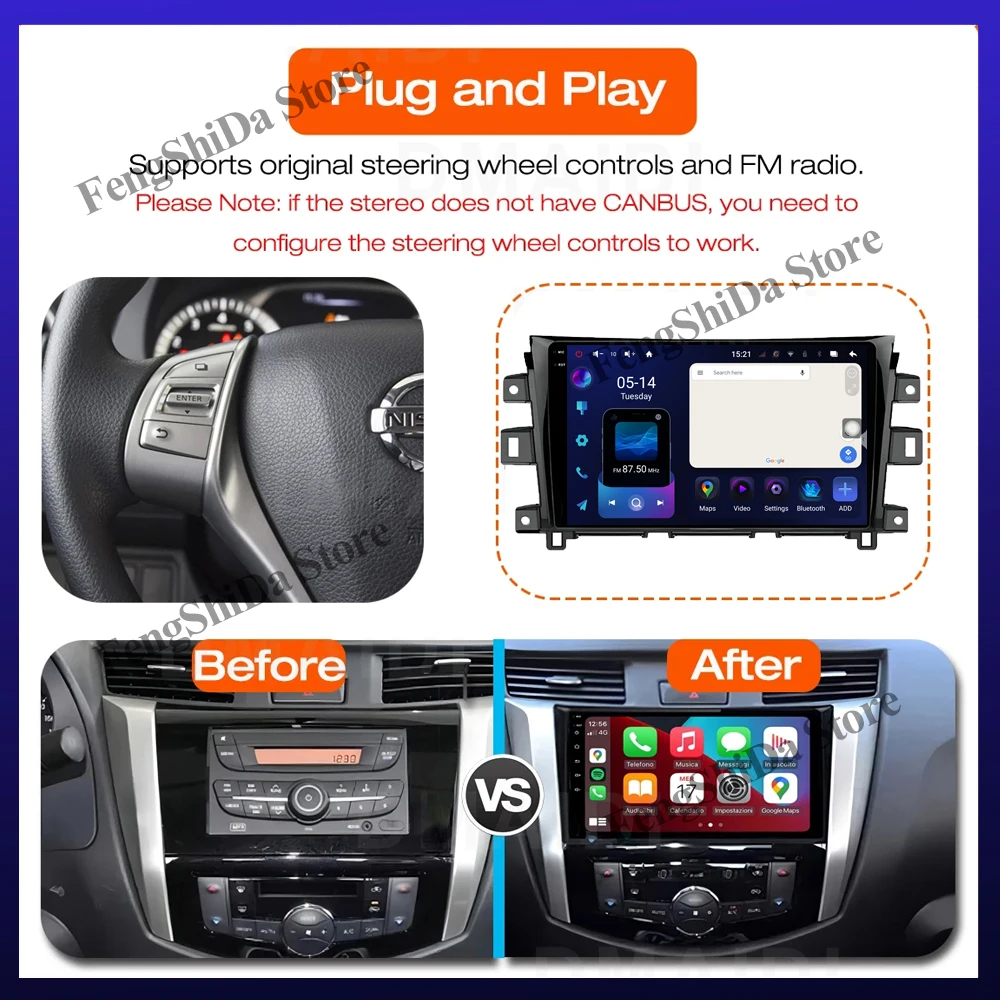

Wireless Android Carplay For Nissan NAVARA Frontier NP300 2011-2018 Car Intelligent System 8 core Multimedia Player 5G Display