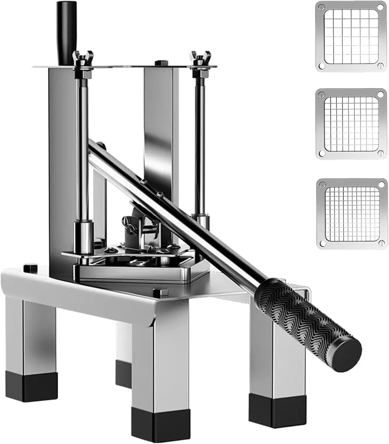 Commercial French Fry Cutter, Manual Potato Slicer With 3 Interchangeable Blades 1/4