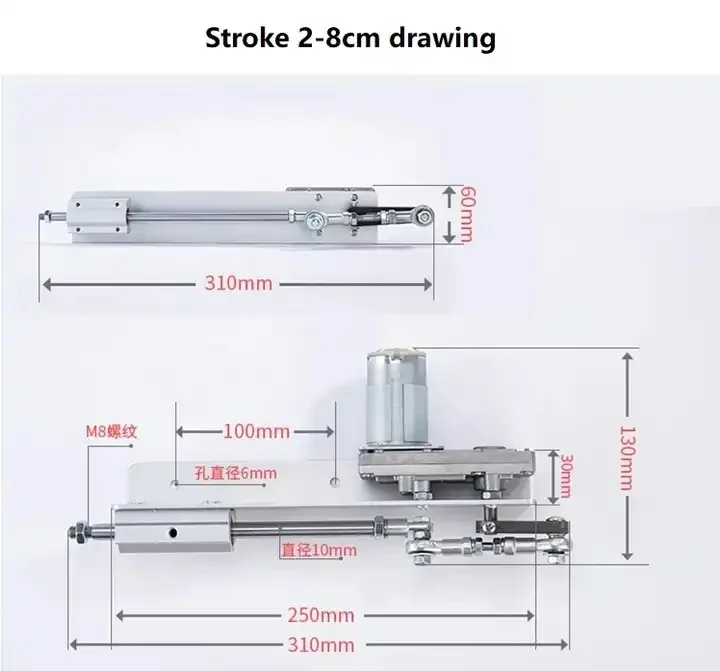 دورة ضربة محرك خطي ترددية ، مشغل خطي تلسكوبي ، 12 فولت ، 3 ، إلى 15