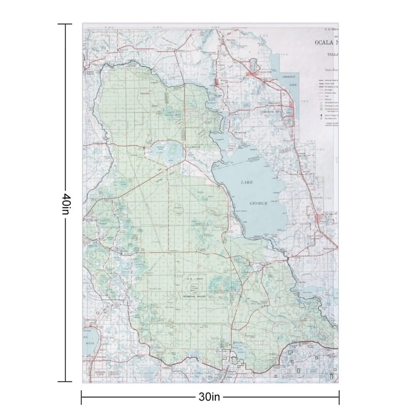 Ocala National Forest Map (1971) Florida Woodland Reserve Atlas Throw Blanket Loose Retros for sofa Vintage Giant Sofa Blankets