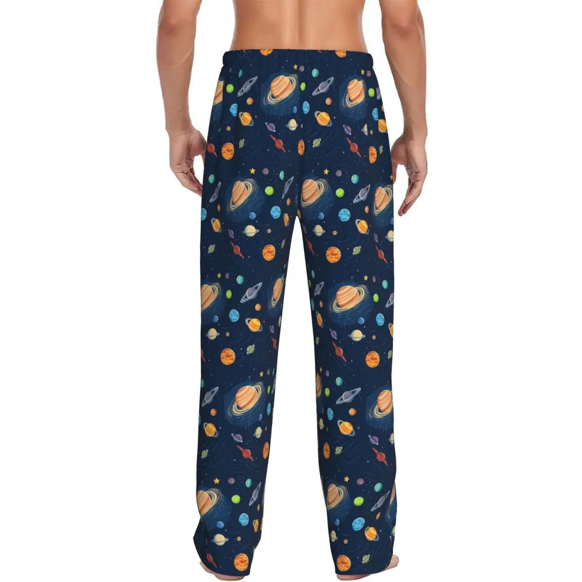 Custom Solar System Space Planets Universe Men Pajama Pants Lounge Sleep Sleepwear Bottoms with Pockets