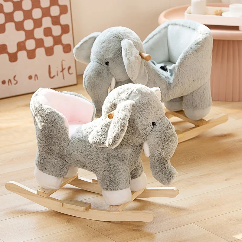 Trojans, children\'s rocking horses, solid wood rocking horses, plush elephant toys, baby rocking chairs, baby babies\' first