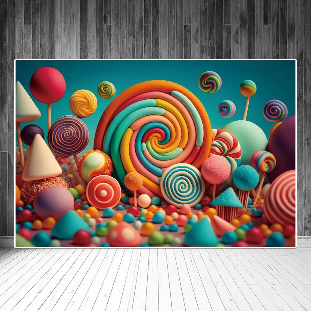 Lollipop Candy Bar Photography Backdrop Birthday Decoration Custom Children Sweet Candyland Wall Home Party Photozone Background