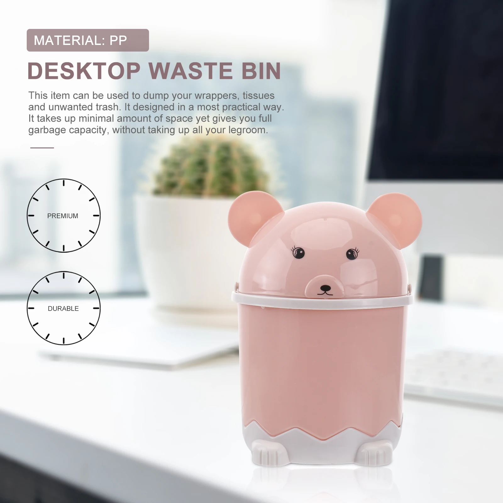 

Mini Desktop Trash Can Garbage Bin For Car Office Home Anti-Impact Clamshell Design Space-Saving Compact Waste Organizer