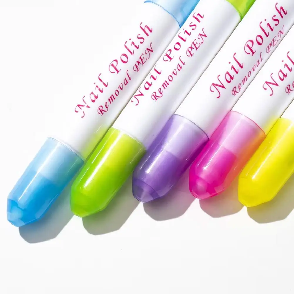 Stylo de nettoyage et d'élimination des ongles, outils de soins des ongles: stylo de taches 5 couleurs, stylo d'élimination, stylo de bord de vernis de Correction des ongles K2G0