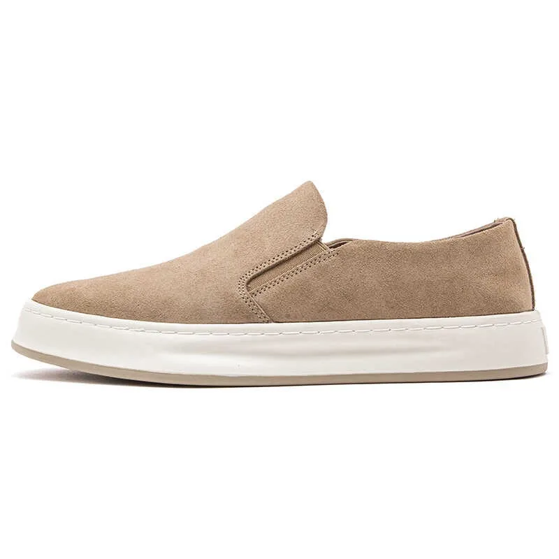 New Loafers Men's Shoes Leather Breathable Soft Soled Foot Cover Suede Casual Board Shoes Men's Casual Shoes