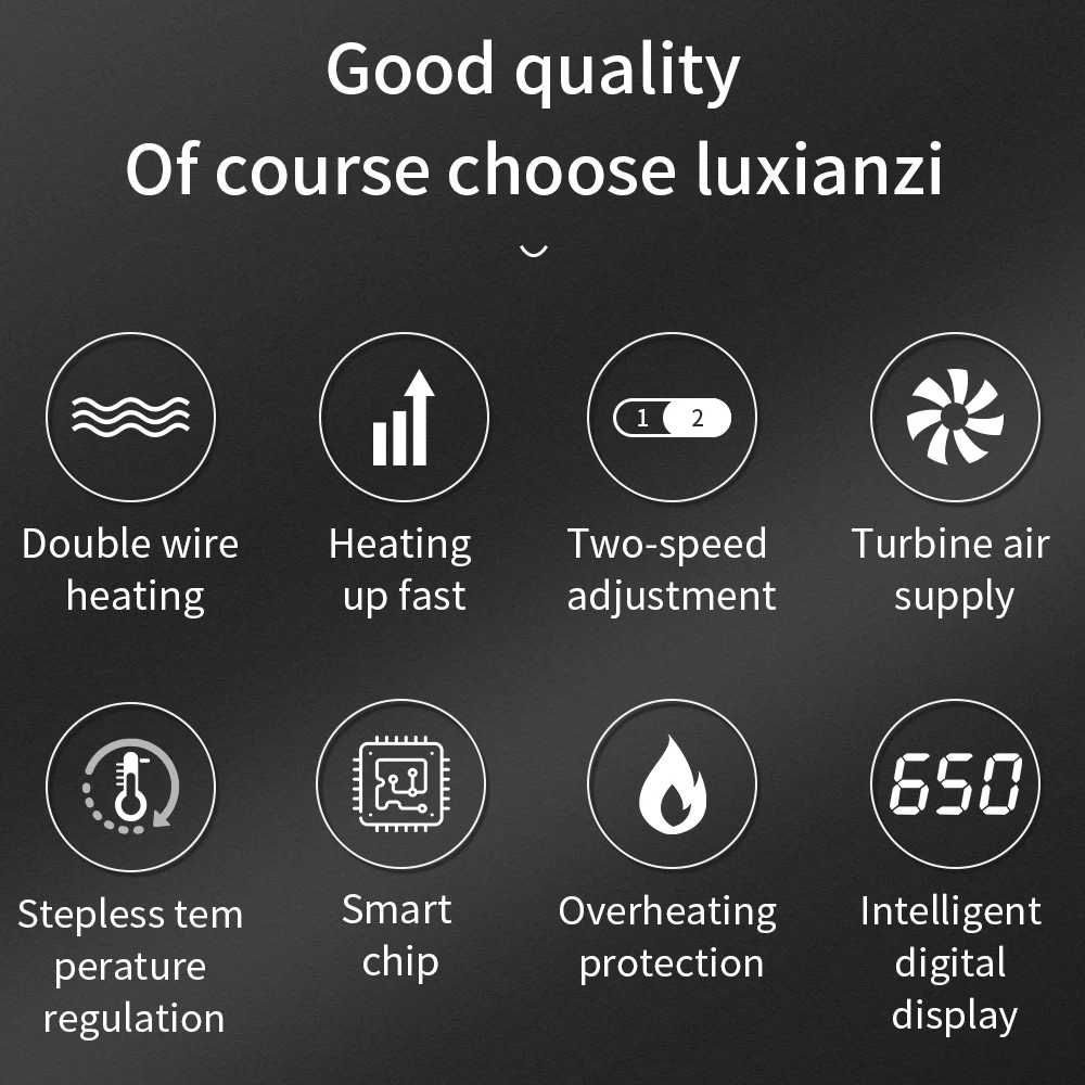 LUXIANZI 2000 واط الصناعية الحرارة بندقية مجفف الشعر لحام/مزيل الطلاء/يتقلص التفاف درجات الحرارة قابل للتعديل مسدس هواء ساخن