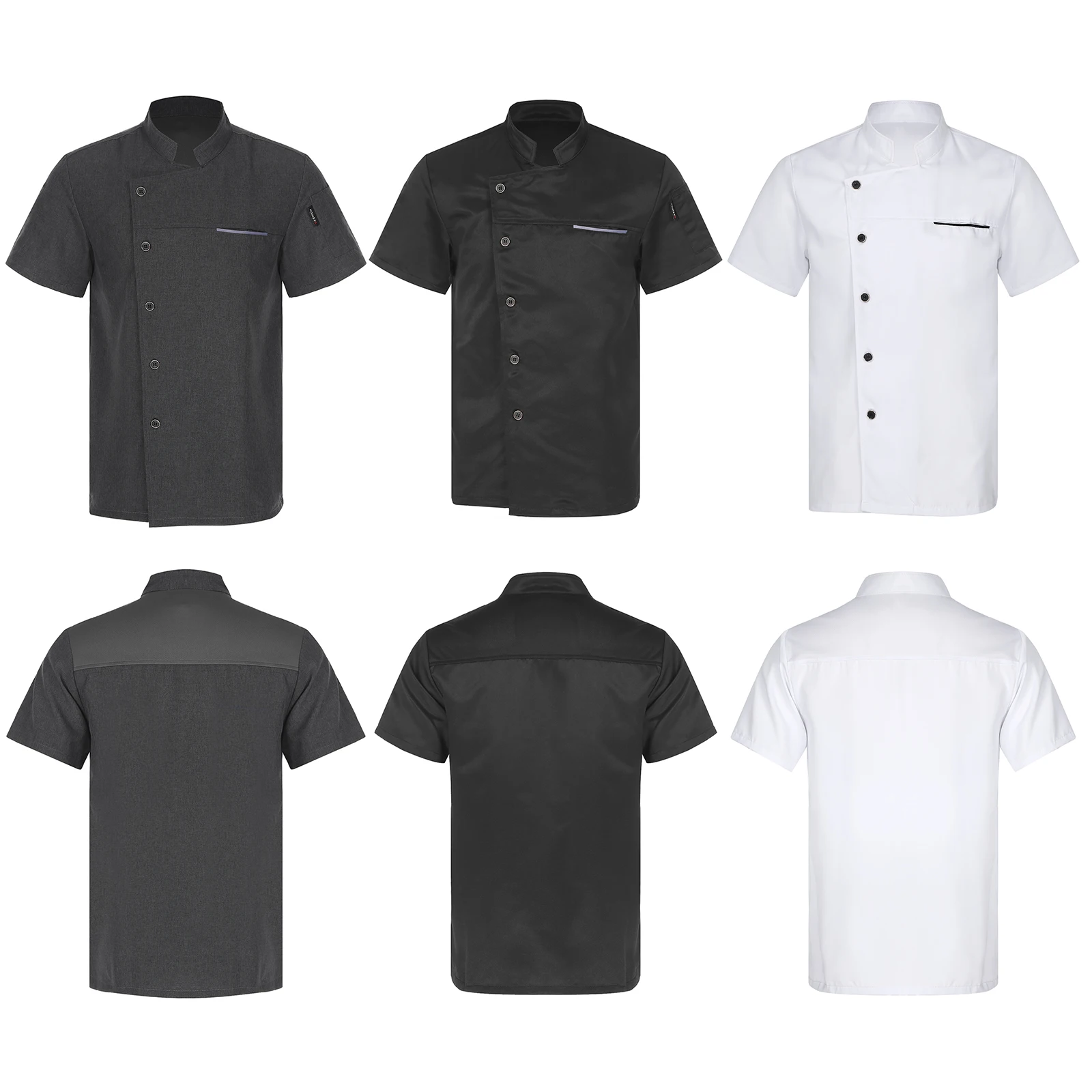 Men Women Short Sleeve Chef Jacket Coat Food Catering Kitchen Uniform Restaurant Hotel Bakery Canteen Waiter Work Costume Tops