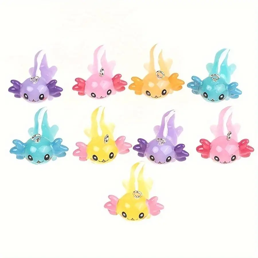1/5/10/20/50/100pcs Kawaii Luminous Hexatosaurus/Salamander mixed-color resin pieces, charm beads for making jewelry, cartoon fi