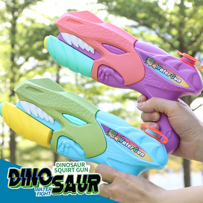 Pistola de agua de gran capacidad para niños, pistola de agua potente de dinosaurio con Largo Alcance de tiro, juguetes al aire libre de verano para