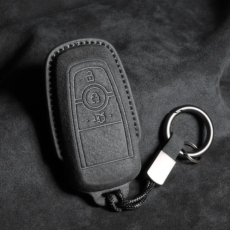 Leder-Autoschlüsselhülle für Ford Fusion Edge Mustang Explorer Expedition Bronco Ecosport Ranger F150 F250 F350 F450 550