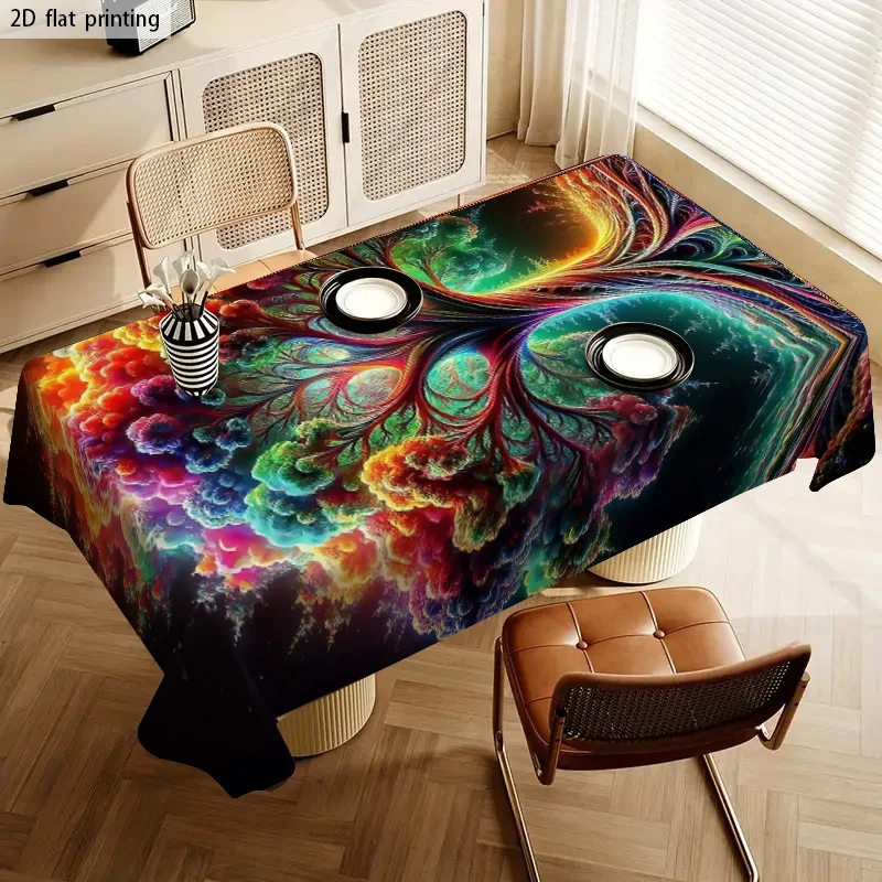 Vibrant Galaxy Print Tablecloth Waterproof Spillproof Dining Table Cover for Home Decor