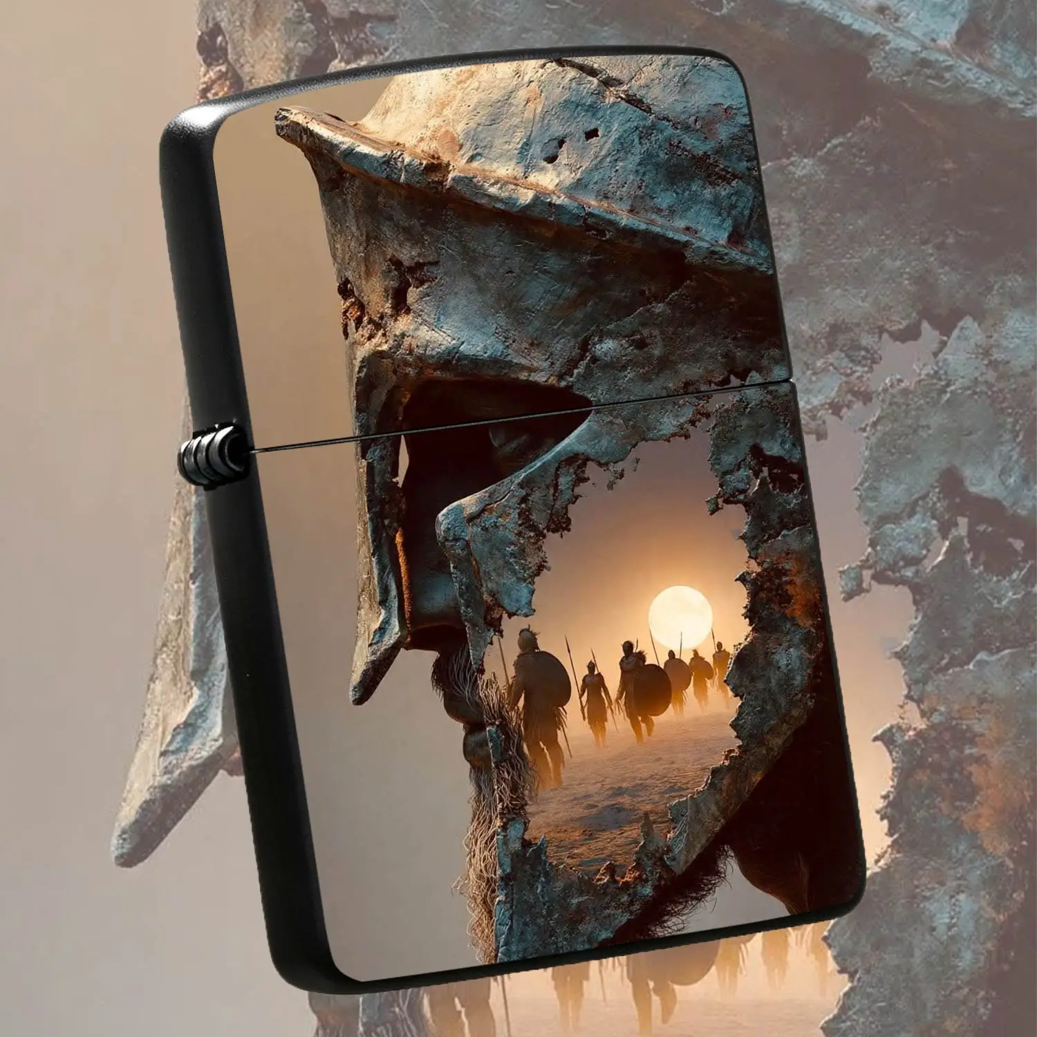 Vintage Spartan Themed Lighter, Epic Sunset March Creative Decor, Atmospheric Design, Portable For Outdoor Daily Use, Unique Souvenir Gift For Friends, Multi-Scene Practical Ornament With Historical Aesthetic A Humorous And Interesting Ligh