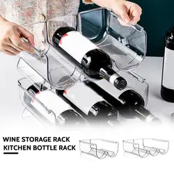 2/3 Grids Plastic Wine Rack Stackable Refrigerator Cabinet Pantry Countertop Champagne Beer Bottles Display Holder Organizer
