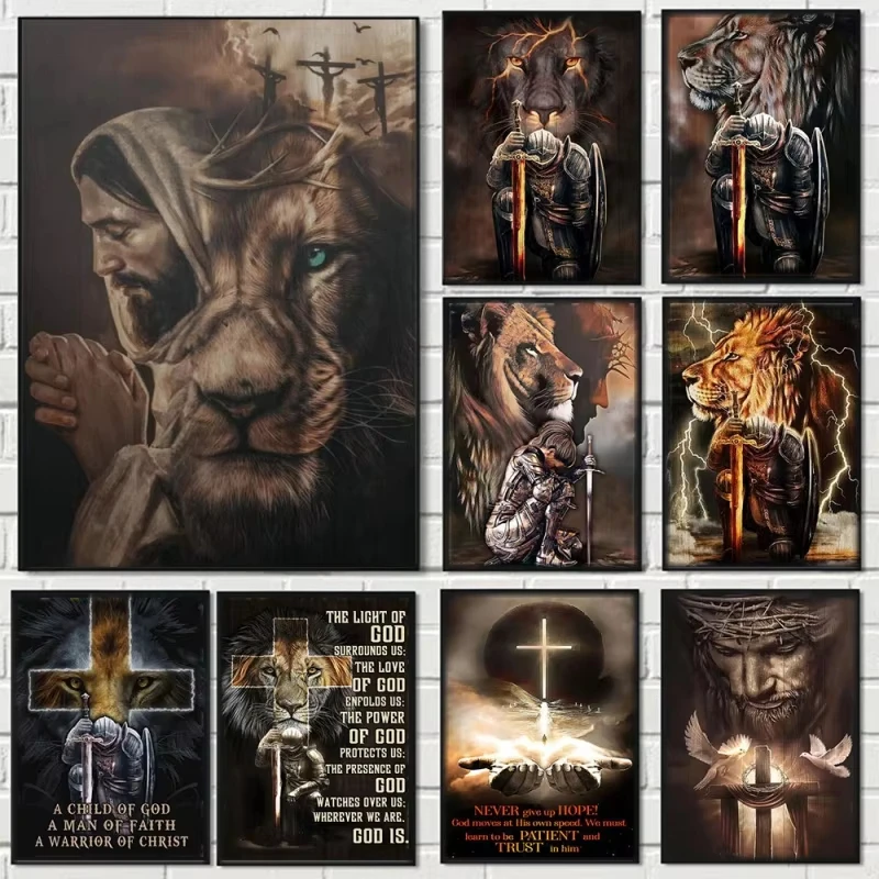 Affiches et impressions sur toile d'art mural chrétien classique, Bible de Jésus, huile de discussion et Kokor, décoration de salon, cadeaux