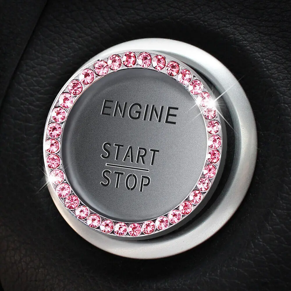 Auto Decoration Car Start Switch Button Ring Crystal Sticker Bling Diamond Ring