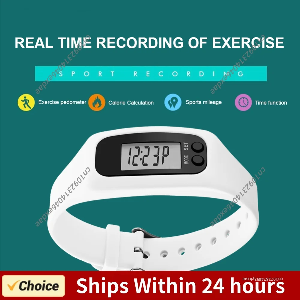 LED Pedometer Bracelet Walking Running Pedometer 12/24H Time Display Silicone Step Tracker Fitness Watch for Outdoor Sports