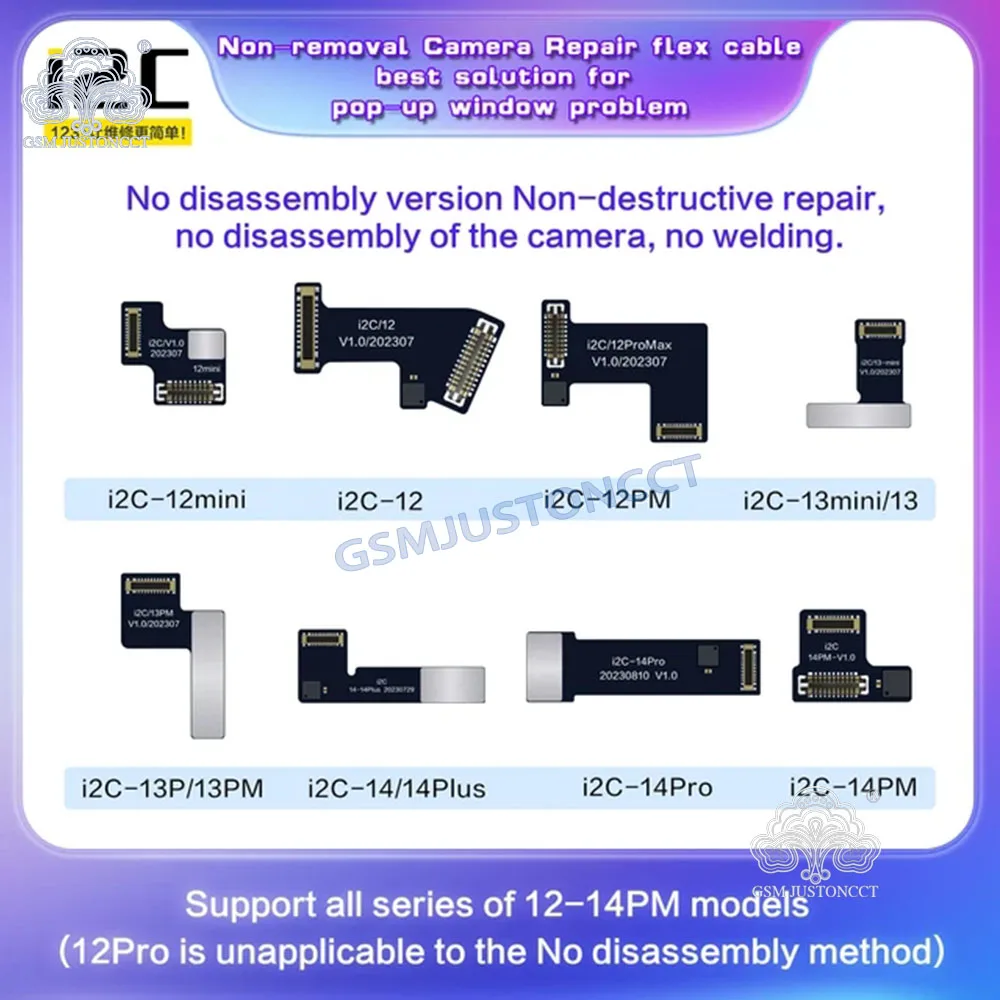 i2C Rear Camera Windows Pop-Up Tag-on FPC Flex Cable Without removal Repair for iPhone 12-14ProMax