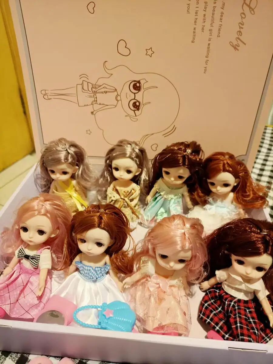 8 stks/set BJD Jointed Doll 16 cm Anime Kawaii 13 Kogelgewrichten Modepoppen met Volledige Set Kleding Dress Up Meisje speelgoed Verjaardagscadeau