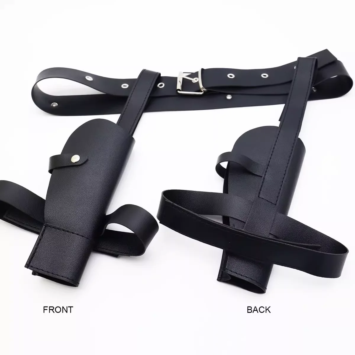 Sabuk Berburu Kulit Imitasi Gaya Barat Vintage untuk Pria, Sabuk Holster Pistol Ganda yang Dapat Disesuaikan, Multi-fungsi Multi-Saku