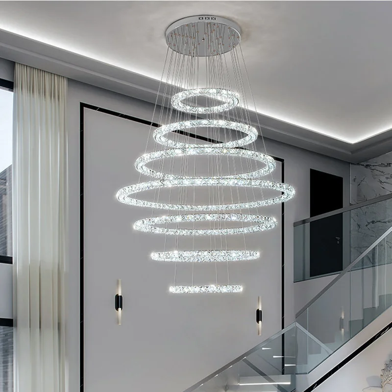 Modern home decoration crystal chandelier, stair Pendant lamp, living room Pendant lights, interior lighting