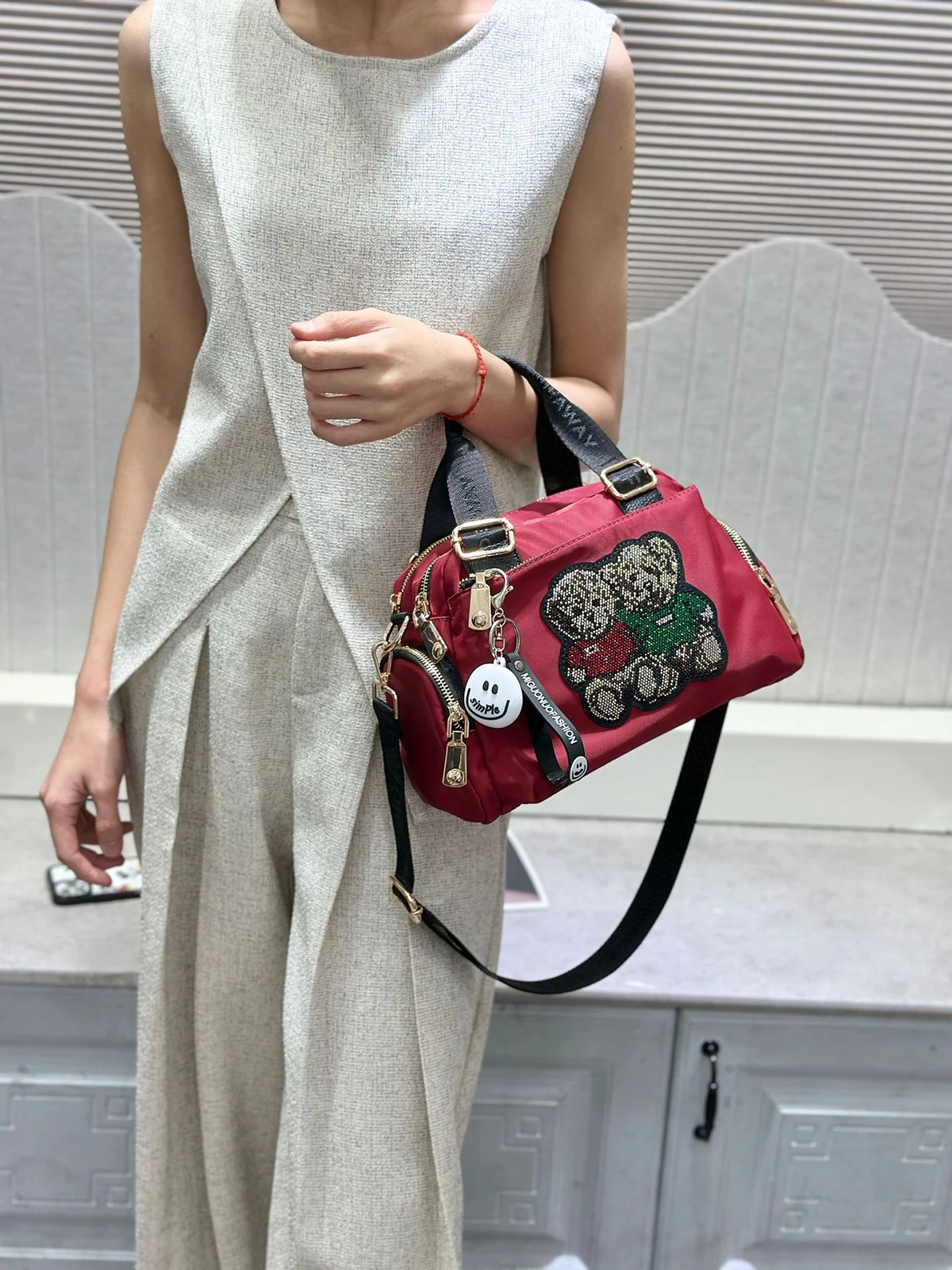 

Сумка через плечо iPinee Ox из ткани с принтом медведя, большая вместительная сумка, сумка-бостон, женская повседневная универсальная сумка через плечо