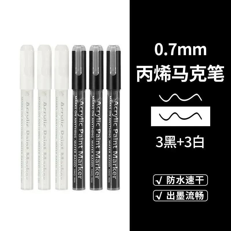 6pcs/set Acrylic Marker Pen Art Specific Non Transparent Paper Graffiti Hand Drawn DIY Non Transparent Color Stackable Acrylic